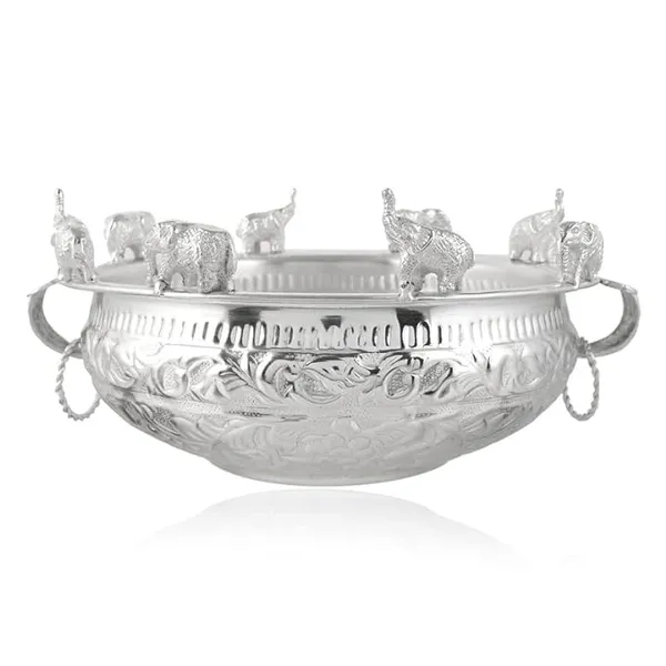 Decorative_Running_Elephant_Silver_Plated_Pure_Brass_Urli_with_Handle