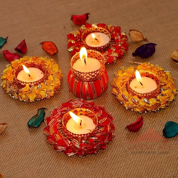 1_Damroo_Tea_Light_&_4_Flower_Tea_Light_Diwali_Decorative_Tealight