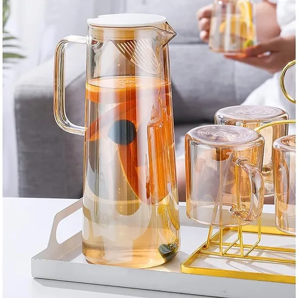 Premium_Juice_and_Water_Brown_Glass_Pitcher_jug_with_Lid_and_1.8_Liter_Style_jug_with_Handle_Water,_ice_Lemon_Tea,_Milk_and_Juice_Beverage
