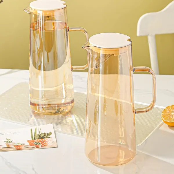Premium_Juice_and_Water_Brown_Glass_Pitcher_jug_with_Lid_and_1.8_Liter_Style_jug_with_Handle_Water,_ice_Lemon_Tea,_Milk_and_Juice_Beverage