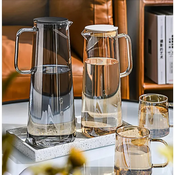 Premium_Juice_and_Water_Brown_Glass_Pitcher_jug_with_Lid_and_1.8_Liter_Style_jug_with_Handle_Water,_ice_Lemon_Tea,_Milk_and_Juice_Beverage