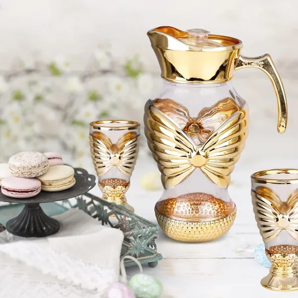 Set_of_6_-_Premium_Golden_Water_and_Juice_Glasses_and_Jug_Set_Combo,(6_Pieces_Glasses_270ML_and_1_Water_Jug_1.8_Liter)
