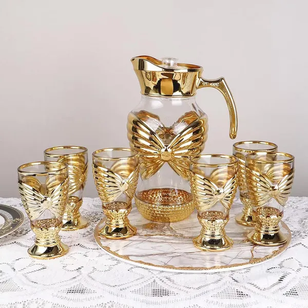 Set_of_6_-_Premium_Golden_Water_and_Juice_Glasses_and_Jug_Set_Combo,(6_Pieces_Glasses_270ML_and_1_Water_Jug_1.8_Liter)