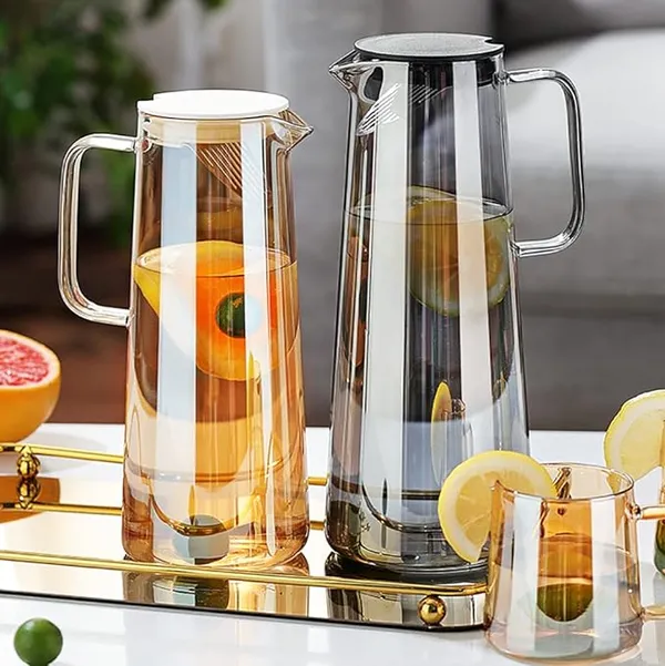 Premium_Juice_and_Water_Black_Glass_Pitcher_jug_with_Lid_1.8_Liter_Romantic_Style_jug_with_Handle_hot_Cold_Water,_ice_Lemon_Tea,_Milk,Beverage