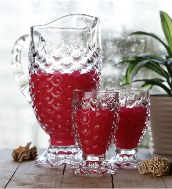 1.5_Liter_Premium_Juice_and_Water_Glass_Pitcher_jug_with_Lid_and_Jug_Romantic_Style_Water_jug_with_Handle_hot_Cold_Water,_ice_Lemon_Tea(Set_of_1)