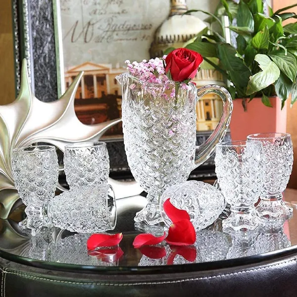 1.5_Liter_Premium_Juice_and_Water_Glass_Pitcher_jug_with_Lid_and_Jug_Romantic_Style_Water_jug_with_Handle_hot_Cold_Water,_ice_Lemon_Tea(Set_of_1)