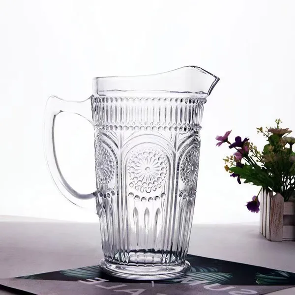 1.5_Liter_Premium_Juice_and_Water_Glass_Pitcher_jug_with_Lid_and_Jug_Romantic_Style_Water_jug_with_Handle_hot_Cold_Water,_ice_Lemon_Tea(Set_of_1)