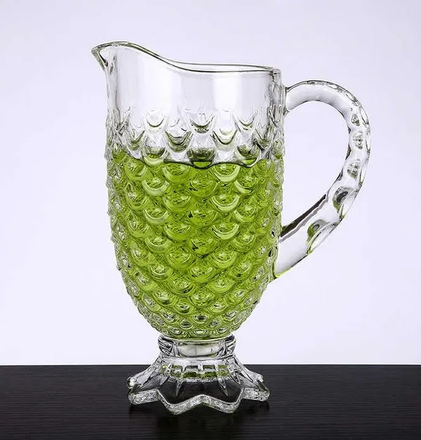 1.5_Liter_Premium_Juice_and_Water_Glass_Pitcher_jug_with_Lid_and_Jug_Romantic_Style_Water_jug_with_Handle_hot_Cold_Water,_ice_Lemon_Tea(Set_of_1)