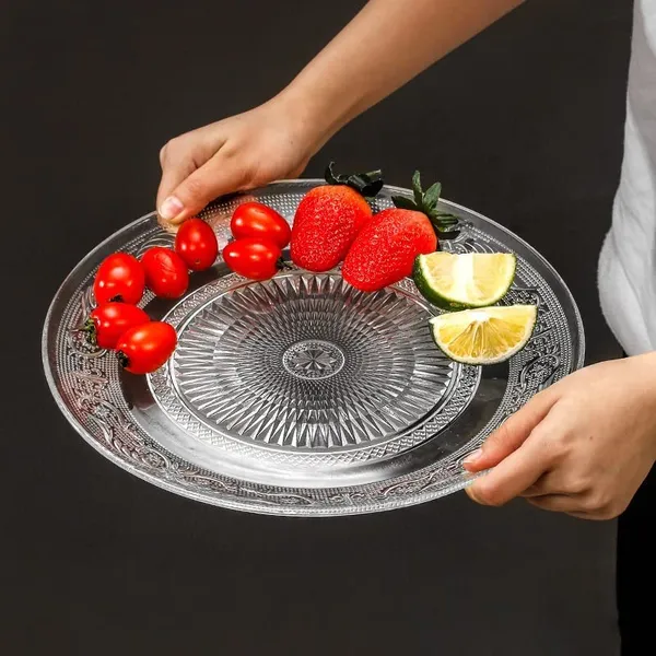 Set_of__4_-_6.5_inch_Flower_Glass_Plate_Decorative_Crystal_Clear_Glass_Plate-_Dry_Fruits_Sweets_Chocolate_Snack_Plate_for_Dining,_Catering_Event,_Dinner_Parties,_Wedding_Dinner_Plate