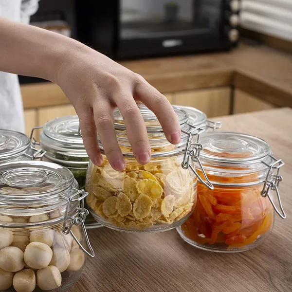 500ml_Airtight_Glass_Container_with_Lids_Food_Storage_Jar_Round-Storage_Canister_with_Clear_Preserving_Seal_Wire_Clip_Fastening_for_Kitchen_Canning_Beans_Spice_Set_of_6