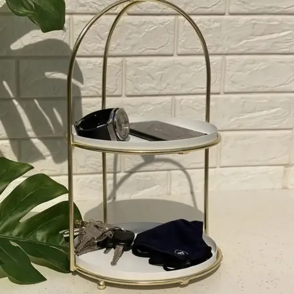 2_Tier_Metal_Cup_Cake_Stand_And_Gold_Multipurpose_Steel_Cake_Server