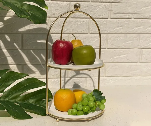 2_Tier_Metal_Cup_Cake_Stand_And_Gold_Multipurpose_Steel_Cake_Server