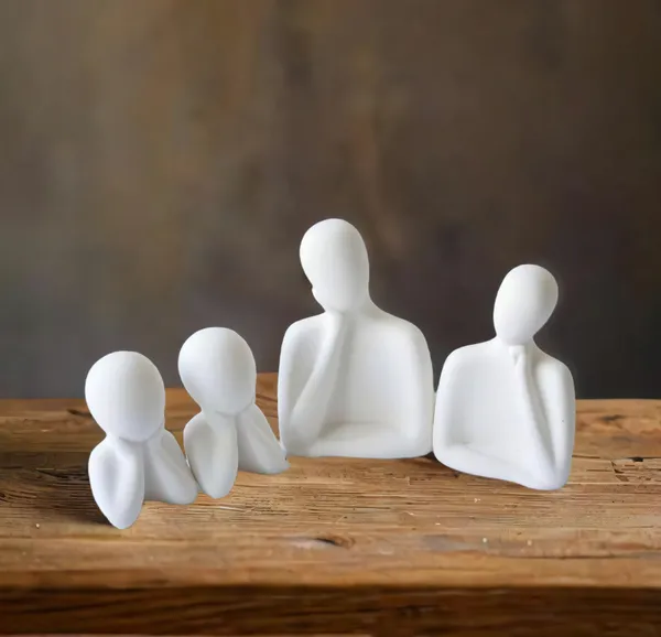 Couple_Family_Statue_Ceramic_Thinker_Sculpture_Home_Decor_Items_for_Living_Room_Show_Piece_Table_Artifact_(White_Set_of_4),_People