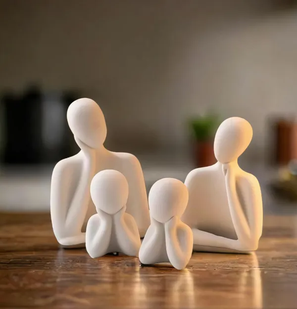Couple_Family_Statue_Ceramic_Thinker_Sculpture_Home_Decor_Items_for_Living_Room_Show_Piece_Table_Artifact_(White_Set_of_4),_People