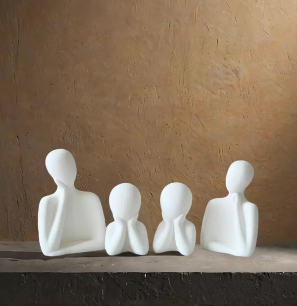 Couple_Family_Statue_Ceramic_Thinker_Sculpture_Home_Decor_Items_for_Living_Room_Show_Piece_Table_Artifact_(White_Set_of_4),_People