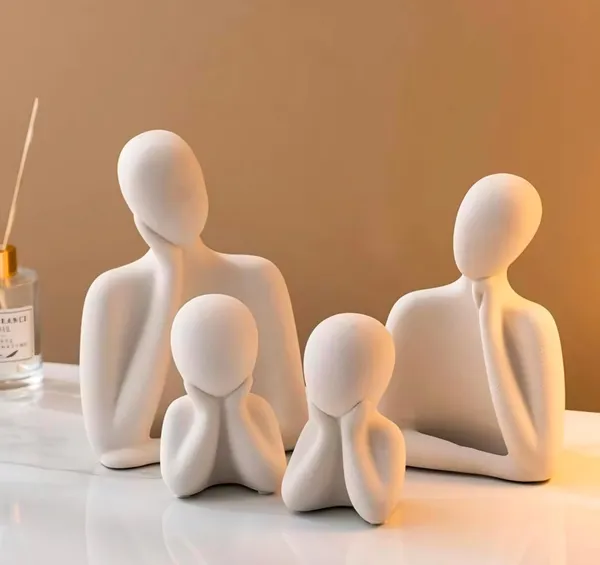 Couple_Family_Statue_Ceramic_Thinker_Sculpture_Home_Decor_Items_for_Living_Room_Show_Piece_Table_Artifact_(White_Set_of_4),_People