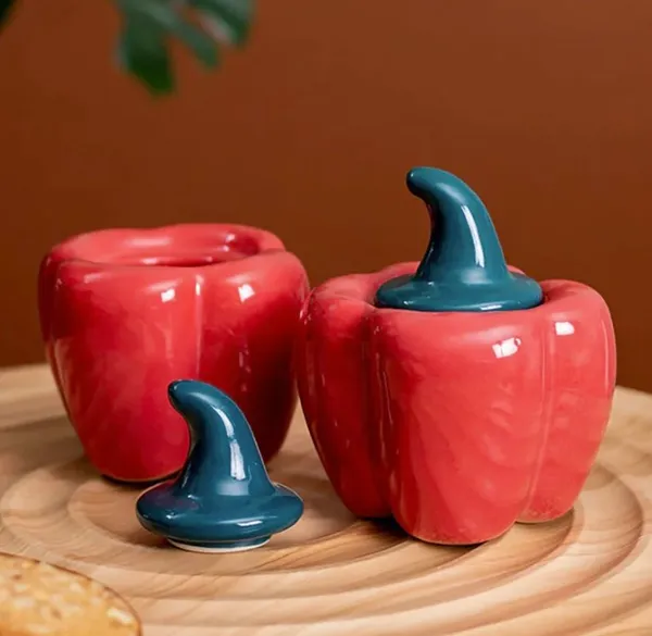 Capsicum_Shaped_Jar_With_lid,_Multi_Utility_500ml,_Ceramic_Kitchen_Canister,_Pickle_Storage_Jar_(Pack_of_2)