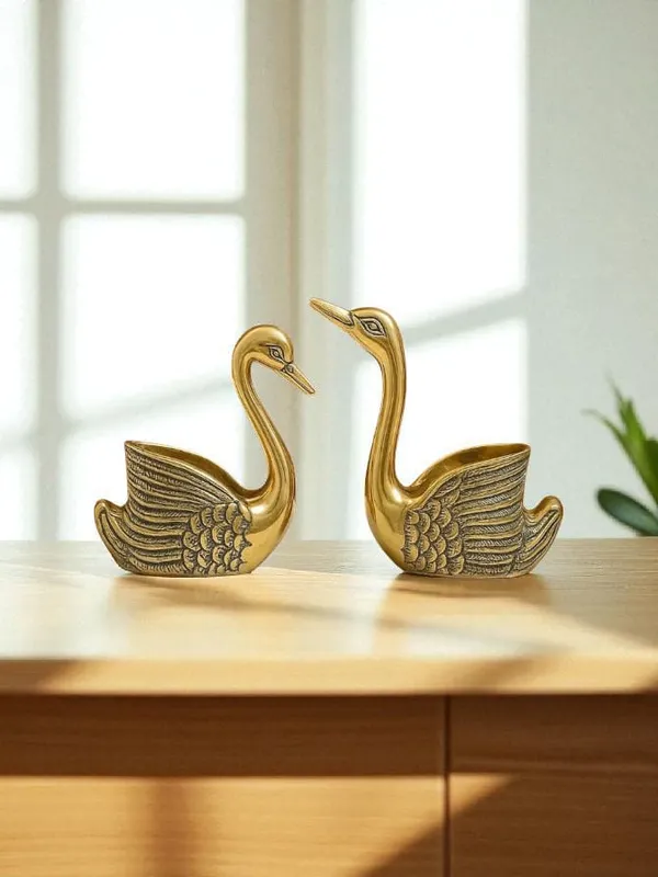 Antique_Gold_Aluminum_Swan_Candle_Holder_?_Pair_of_Good_Luck_&_Love_Decor_Accents