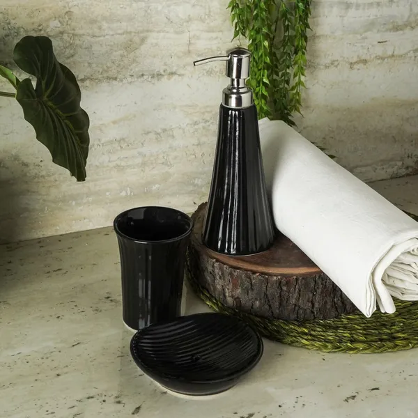 Black_Ceramic_Bath_Set_of_3,_with_Liquid_handwash,Soap_Dispenser,Toothbrush_Holder