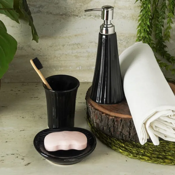 Black_Ceramic_Bath_Set_of_3,_with_Liquid_handwash,Soap_Dispenser,Toothbrush_Holder