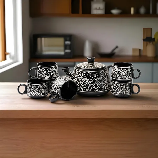 Ceramic_Black_Floral_Design_Teapot_Set_with_6_Cups_?_Elegant_Tea_&_Coffee_Serving_Set