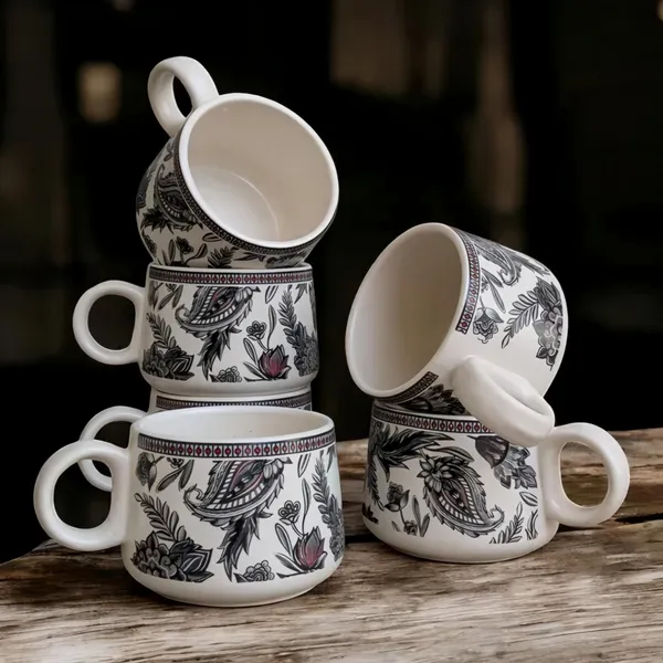 Ceramic_Hotelware_Floral_Printed_Tea_Set_|_1_Teapot_+_6_Tea_Cups,_180ml_Each_|_Grey_&_White_|_Premium_Stoneware_|_Glossy_Finish