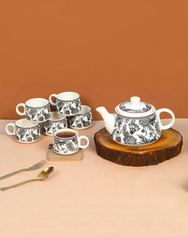 Ceramic_Hotelware_Floral_Printed_Tea_Set_|_1_Teapot_+_6_Tea_Cups,_180ml_Each_|_Grey_&_White_|_Premium_Stoneware_|_Glossy_Finish
