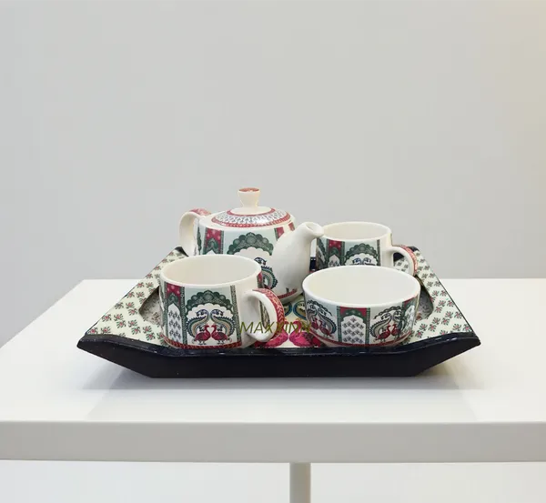 _Peacock_Design_Ceramic_Mini_Teapot_Set_with_2_Cups,_Bowl_&_Wooden_Tray