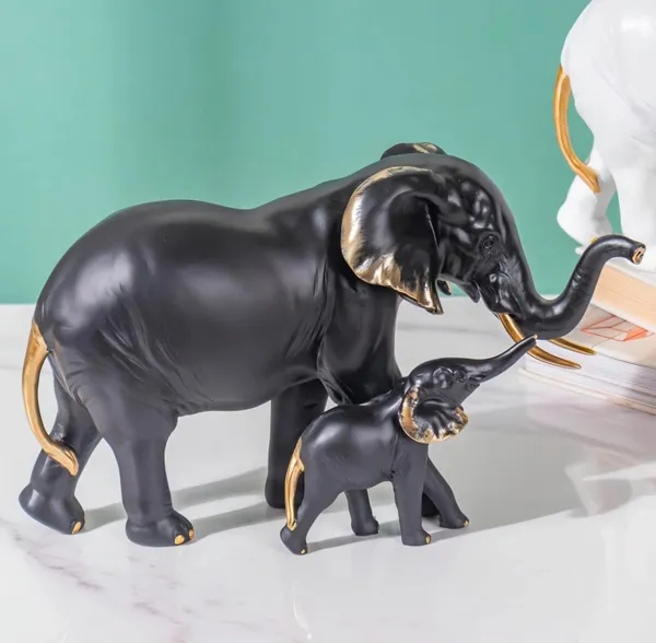 Resin_Mother_Elephant_with_Baby_Figurine_Showpiece_?_Antique_Gold_Polyresin_Sculpture_for_Home_Decoration