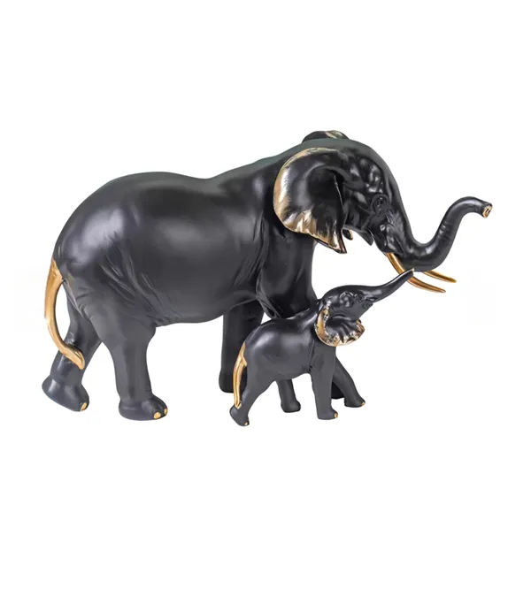 Resin_Mother_Elephant_with_Baby_Figurine_Showpiece_?_Antique_Gold_Polyresin_Sculpture_for_Home_Decoration
