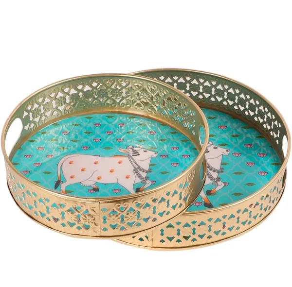 Traditional_Pichwai_Tray_Round_Platter_for_MultiUse_in_Wedding,_Diwali,_&_Home_Decor|_Traditional_Round_Platter_for_Tea,_Coffee,_Fruits,_&_Snacks