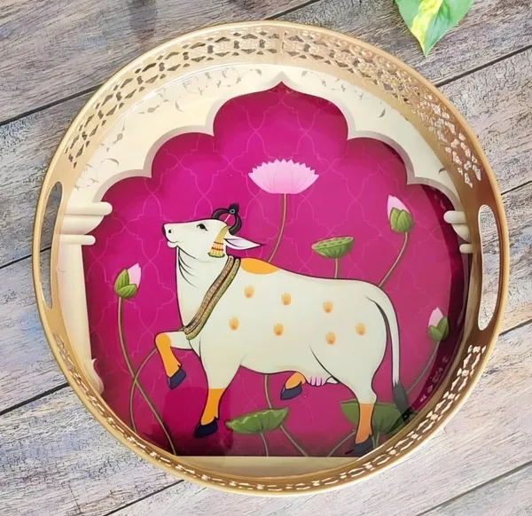 Traditional_Pichwai_Tray_Round_Platter_for_MultiUse_in_Wedding,_Diwali,_&_Home_Decor|_Traditional_Round_Platter_for_Tea,_Coffee,_Fruits,_&_Snacks
