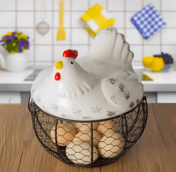 White_Ceramic_Hen-Shaped_Egg_Basket_with_Wire_Mesh_&_Farmhouse_Chicken_Lid