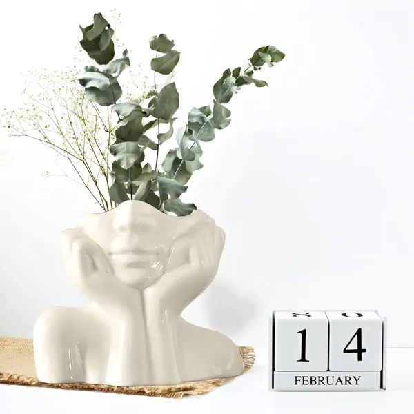 White_Ceramic_Face_Vase_for_Greens,_Face_Vase,_Hand_Shaped_Vase,_Small_Stylish_Vase_for_Home