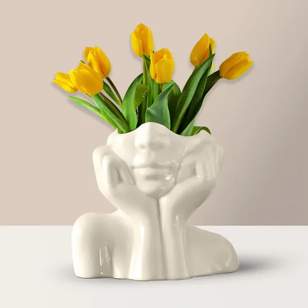 White_Ceramic_Face_Vase_for_Greens,_Face_Vase,_Hand_Shaped_Vase,_Small_Stylish_Vase_for_Home