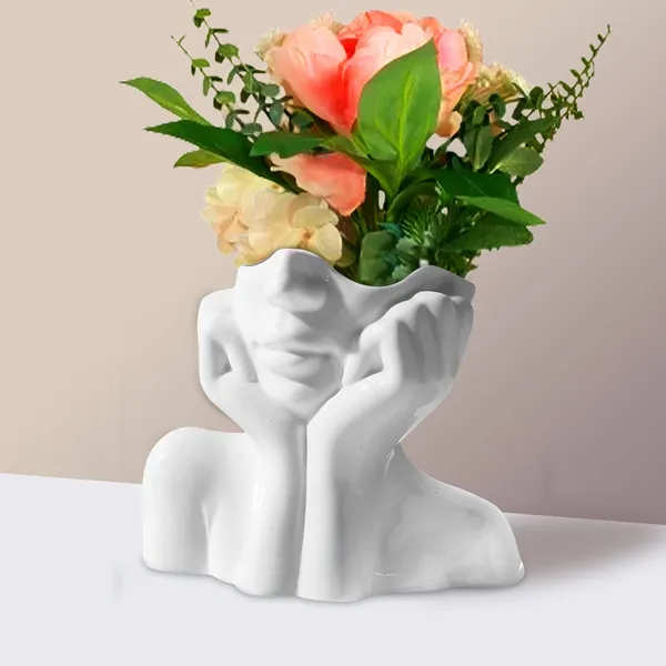 White_Ceramic_Face_Vase_for_Greens,_Face_Vase,_Hand_Shaped_Vase,_Small_Stylish_Vase_for_Home
