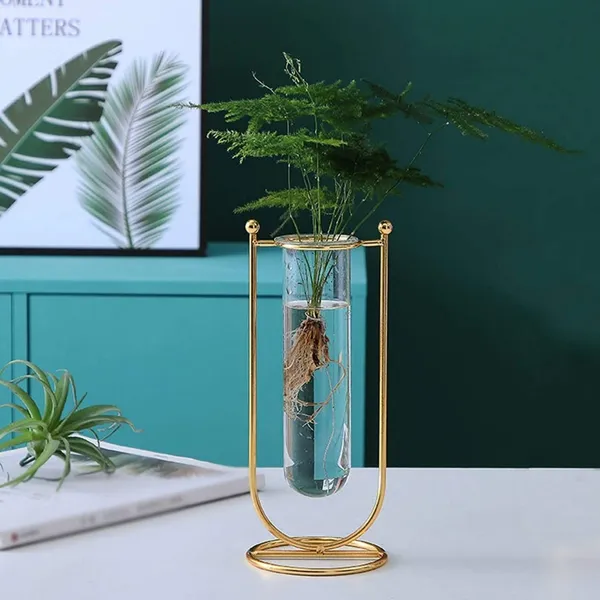 Set_Of_2_Gold_Desktop_Glass_Planter_Hydroponics_Vase