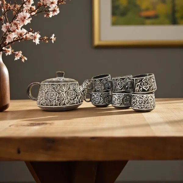 Ceramic_Black_Floral_Design_Teapot_Set_with_6_Cups_?_Elegant_Tea_&_Coffee_Serving_Set