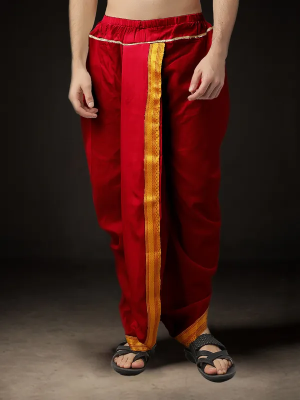 Spewim Ready to Wear Pooja Dhoti for Men,Elastic Readymade Dhoti Pant All  Size Adjustable Dhoti and Zari Border Price in India Buy Spewim Ready to 