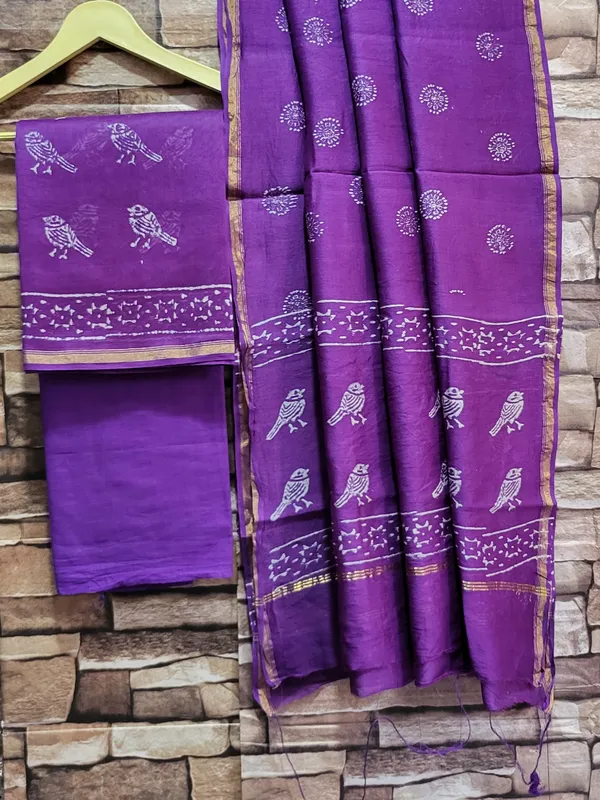 Bird_Print_Chanderi_Silk_Suit_Set_For_Women's