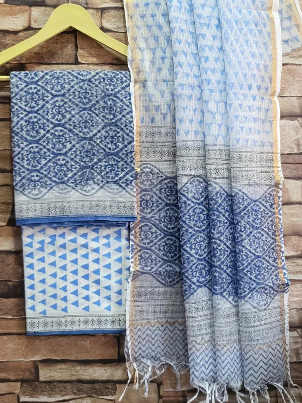Blue_Colour_Kota_Doria_Suit_Set_With_Kota_Duptta_