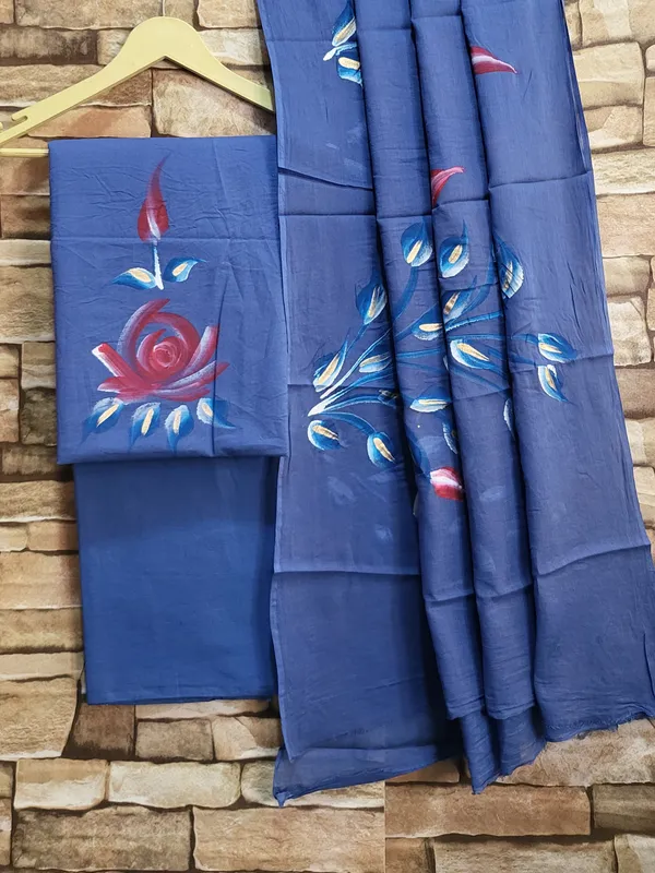 Blue_Hand_Painted_Cotton_Suit_Set_with_Cotton_Dupatta