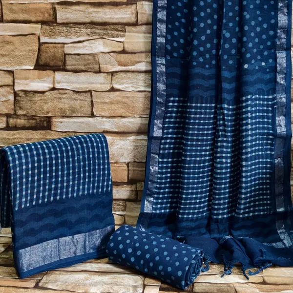 Designer_Indigo_Dabu_Print_Linen_Cotton_Suit_with_Dupatta_|_Unstitched_Salwar_Suit_Material