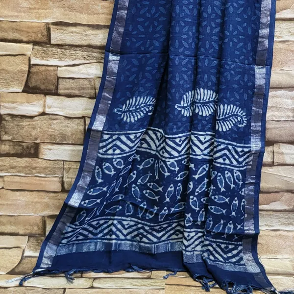 Fish_Print_Indigo_Linen_Cotton_Suit_Set_