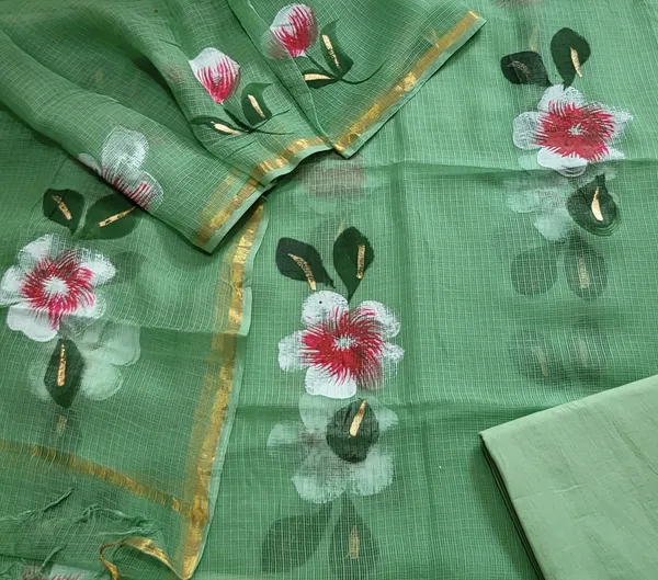 GREEN_COLOUR_HAND_PAINT_KOTA_DORIA_SUIT_SET_FOR_WOMEN