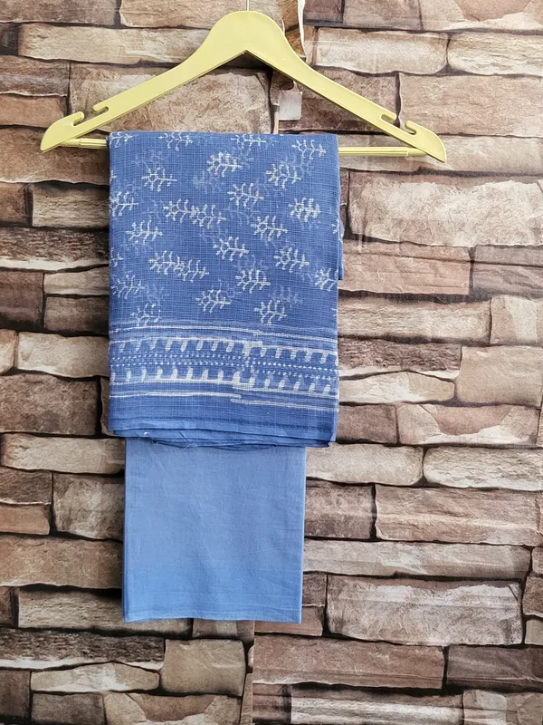 HAND_BLOCK_SKY_BLUE_KOTA_DORIA_SUIT_SET_FOR_WOMEN'S