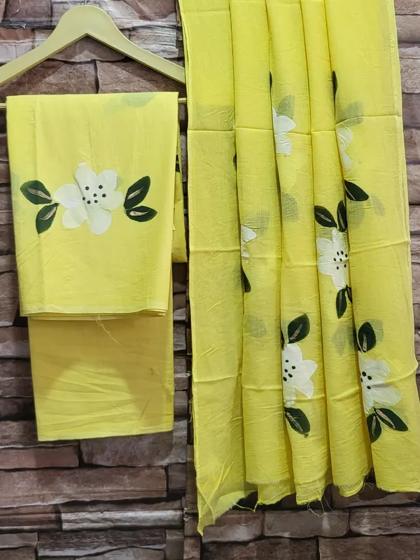 Off-White Hand Brush Painted Cotton Dupatta main image 1