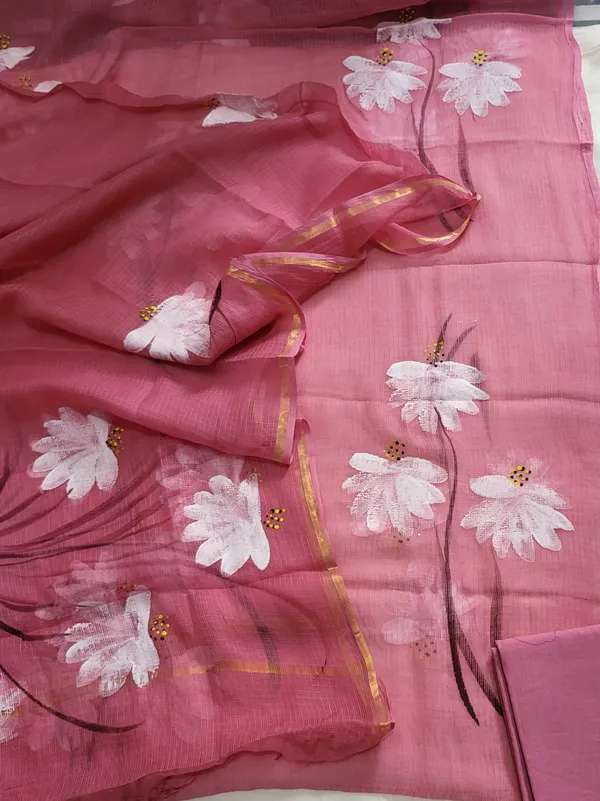 Hand_PAINT_PINK_Traditional_&_Elegant_Bird_Print_Kota_Doria_Suit_For_Women