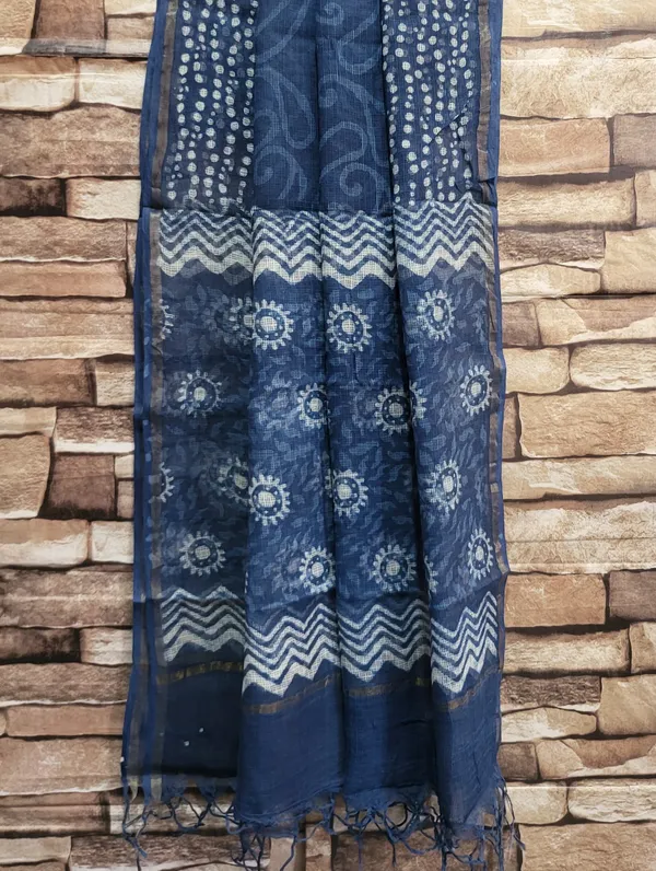 Indigo_Hand_Block_Traditional_Kota_Doria_Suit_Set_For_Women's
