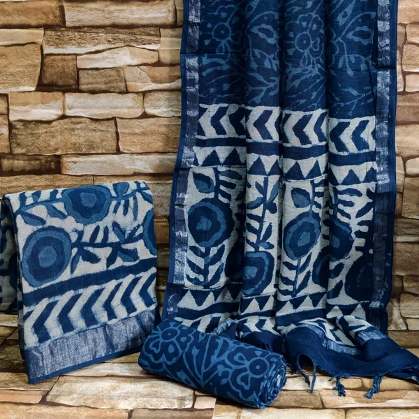 Indigo_Linen_Cotton_Suit_Set_For_Women's
